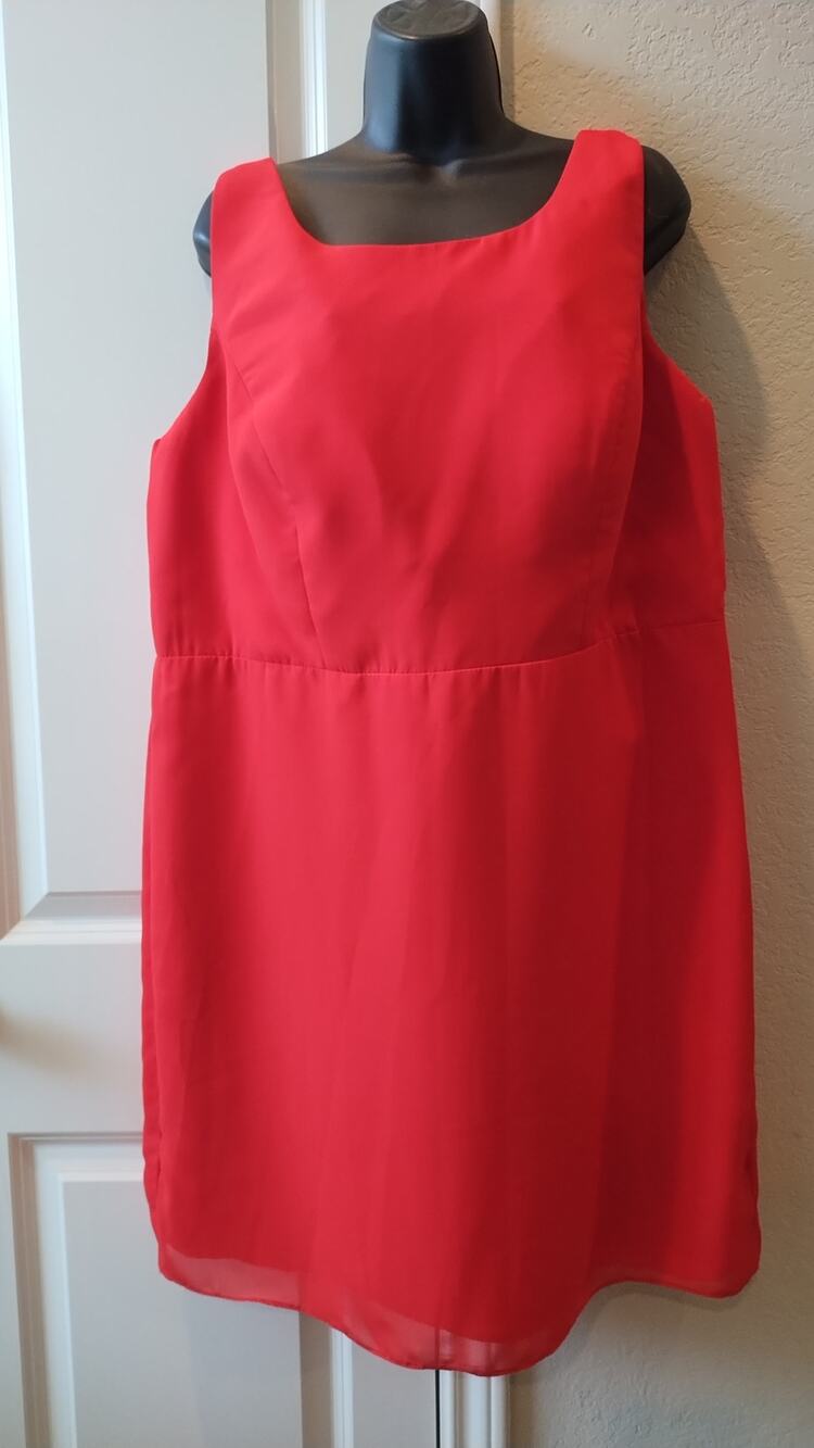 Jj House Red Sleeveless Tank Dress Scoop Neck  dress